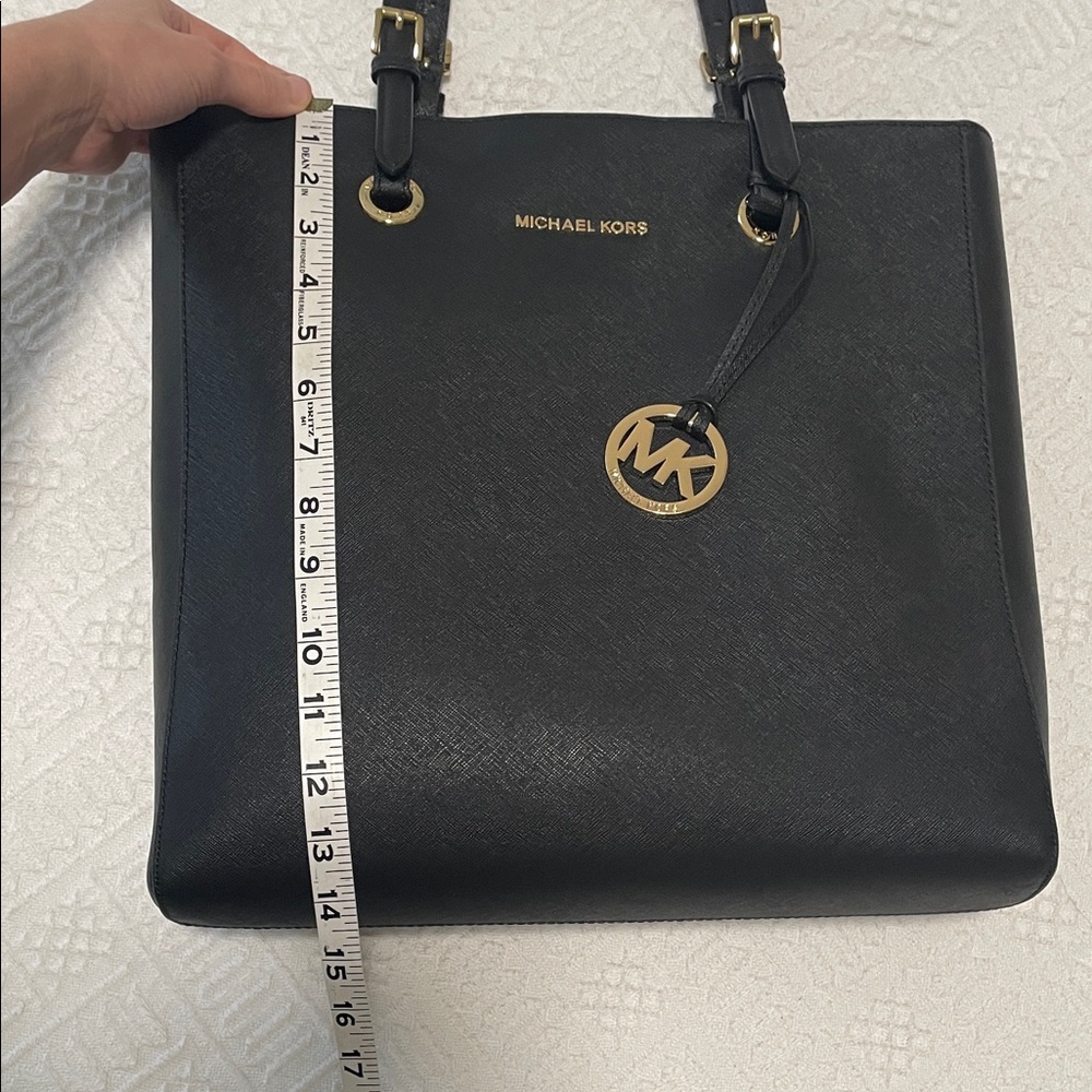 Michael Kors Black leather Tote Bag large MK purse - Picture 17 of 17